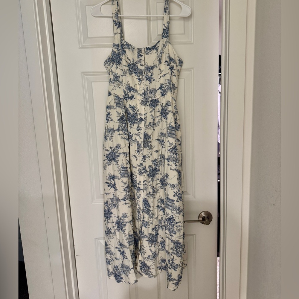 Worth Collective Storia Denny Blue White Toile Dress - Picture 4 of 6